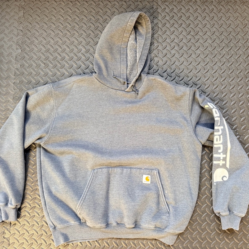 Carhartt Dark Gray Logo Sleeve Pullover Hoodie